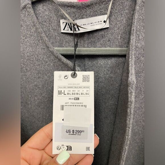 NWT ZARA Double-Faced Wool Blend Coat Grey SZ M-L - Picture 9 of 14